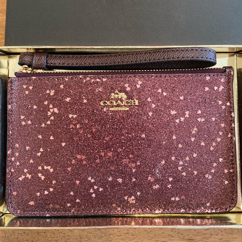 Pink/Purple Sparkle Heart Wristlet